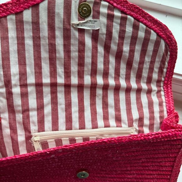 Jennifer Moore Red Raffia Straw Clutch Bag Purse - Picture 5 of 5